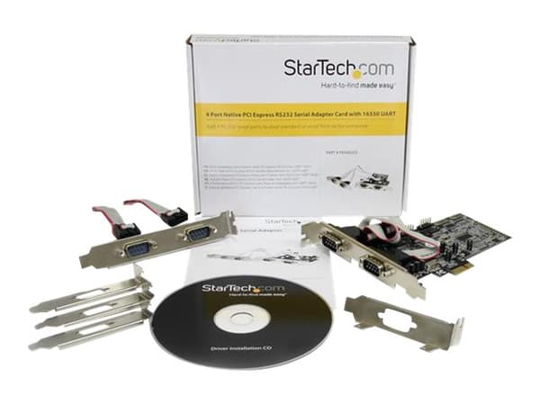 Startech.com 4-ports seriell RS232 PCI Express grensesnittkort med 16550 UART - seriell adapter - PCIe - RS-232 - 4 porter (PEX4S553)