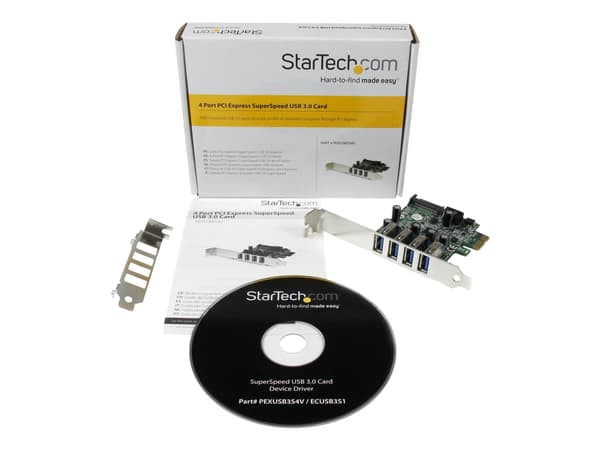 StarTech.com 4-Port PCI Express SuperSpeed USB 3.0 Controller Card with UASP - USB 3.0 Expansion Card with SATA Power (PEXUSB3S4V) - USB-adapter - PC