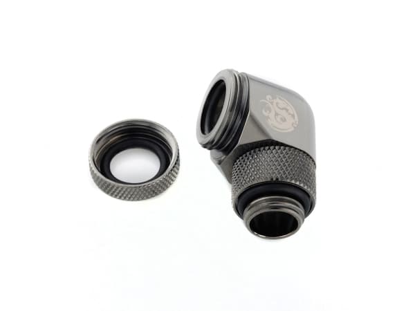 Bitspower BP-BSE90RML, Musta, Nestemäinen, Messinki, 1/4", 90°