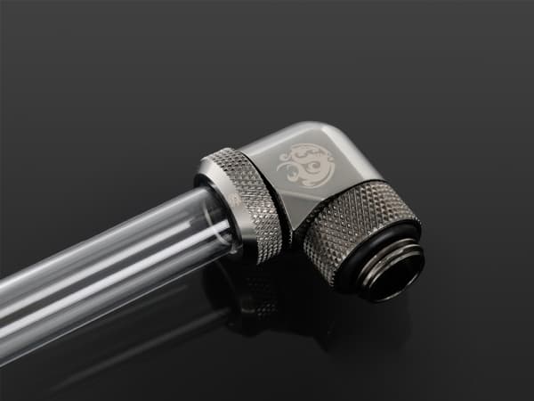 Bitspower BP-BSE90RML, Musta, Nestemäinen, Messinki, 1/4", 90°