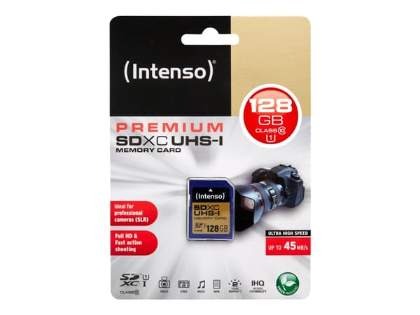 Intenso Premium - Flashminnekort - 128 GB - UHS Class 1 / Class10 - SDXC UHS-I