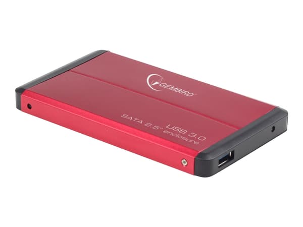 Gembird - Drevkabinett - 2.5" - SATA 3Gb/s - USB 3.0 - rød Rød