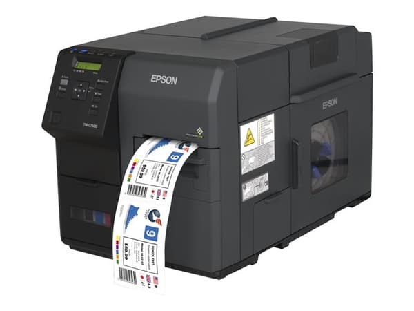 Epson ColorWorks TM-C7500 - Etikettskrivare - färg - bläckstråle - 112 mm (bredd) - 600 x 1200 dpi - upp till 300 mm/sek - USB 2.0, Gigabit LAN - kni