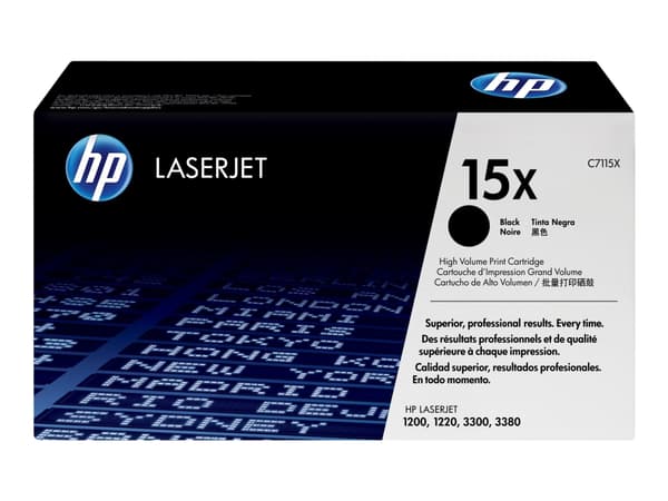 HP 15X - Høy ytelse - svart - original - LaserJet - tonerpatron (C7115X) - for LaserJet 1000, 1200, 1220, 3300, 3310, 3320, 3330, 3380