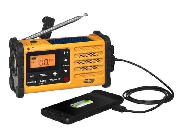 Sangean MMR-88 - (Ingen DAB funksjon!) - Utendørsradio med FM, AM (1018) & RDS - Batteriladefunksjon, Lommelykt, Oppladbar, Håndsveiv, Solcellepanel