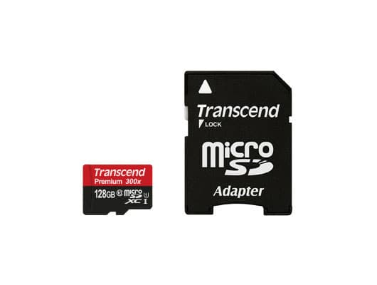 Transcend Premium - Flashminnekort (microSDXC til SD-adapter inkludert) - 128 GB - UHS Class 1 / Class10 - 300x - microSDXC