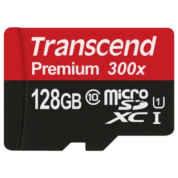 Transcend Premium - Flashminnekort (microSDXC til SD-adapter inkludert) - 128 GB - UHS Class 1 / Class10 - 300x - microSDXC