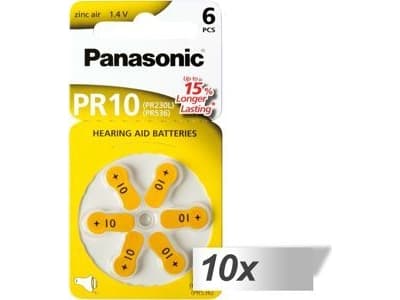 Panasonic - Batteri 6 x PR10 - Zink-luft - silver