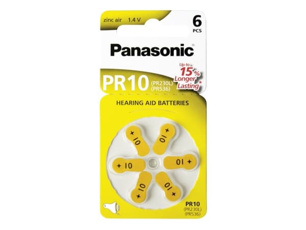 Panasonic - Batteri 6 x PR10 - Zink-luft - silver