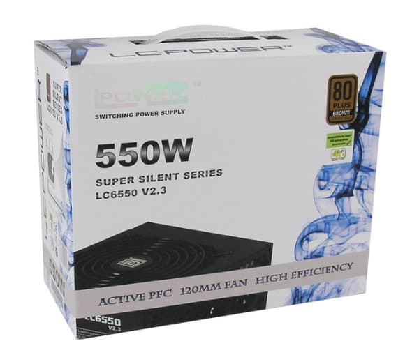 LC Power Super Silent Series LC6550 V2.2 - Strømforsyning (intern) - ATX12V 2.2 - 80 PLUS Bronze - AC 230 V - 550 watt - aktiv PFC
