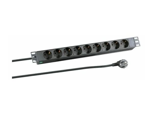 MicroConnect - Strømfordelingslist (kan monteres i rack) - 4000 watt - inngang: strøm - utgangskontakter: 8 (CEE 7/4) - 1U - 19" - 3 m kabel