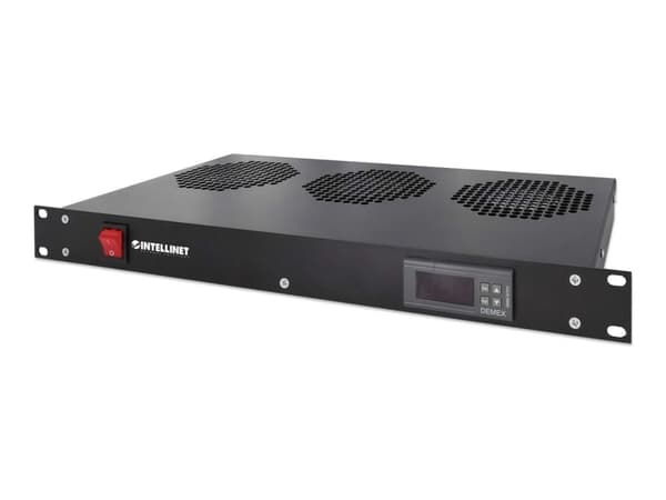 Intellinet 3-Fan Ventilation Unit for 19" Racks, 1U, Black - Fläktbricka för stativ - med 3 kylfläktar - AC 220/240 V - svart, RAL 9005 - 1U - 19"