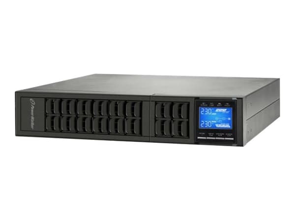 PowerWalker VFI 1000CRM LCD - UPS (stativ-monterbar / ekstern) - 800 Watt - 1000 VA 9 At - RS-232, USB - output-stikforbindelser: 3 - 2U - 19" - laji musta