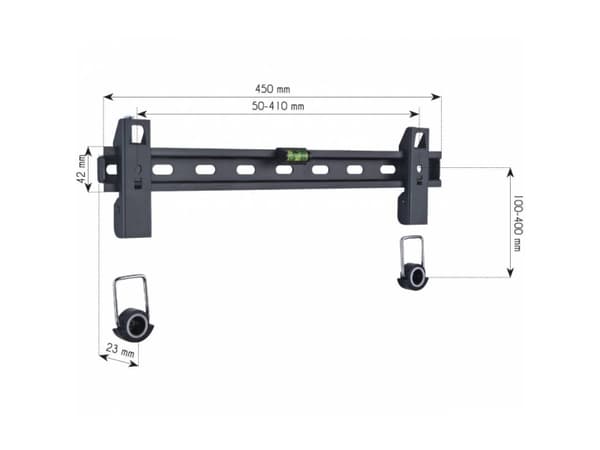 Techly ICA-PLB 139M, 58,4 cm (23"), 139,7 cm (55"), 50 kg, 400 x 400 mm, 400 x 400 mm, Musta