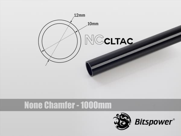 Bitspower Crystal Link Tube 12/10mm, lengde 1000mm - svart