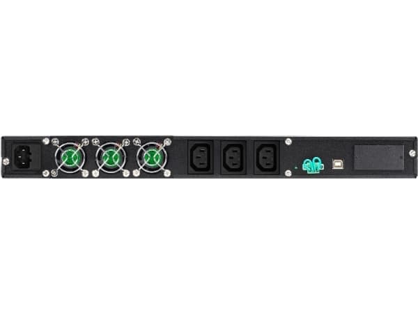 PowerWalker VFI 1000R/1U - UPS (kan monteres i rack) - 800 watt - 1000 VA - 7 Ah - RS-232, USB - utgangskontakter: 3 - 1U - 19" - svart