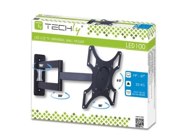 Techly LED 100 - Asennussarja (kääntyvä seinäkiinnike) LCD-näytölle - Musta - Näytön koko: 48,3-94 cm (19 in-37 in)