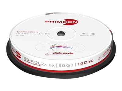 Primeon photo-on-disc - 10 x BD-R DL - 50 GB 8x - vit - yta utskrivbar med bläckstråleskrivare - spindel