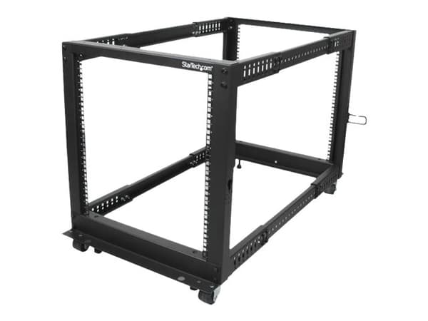 StarTech.com 12U 19" Open Frame Server Rack, 4 Post Adjustable Depth 23-41" Mobile, Free Standing Rolling Network/Computer Equipment Data Rack, Dell
