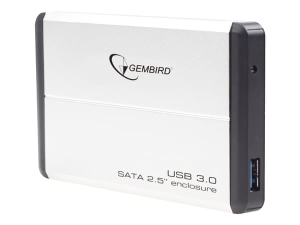 Gembird - Drevkabinett - 2.5" - SATA 3Gb/s - USB 3.0 - sølv Sølv