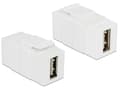Miniatyrbild 3 av 5: Delock Keystone module - USB-adapter - USB (hona) till USB (hona) - USB 2.0 - reversibel A-kontakt - vit