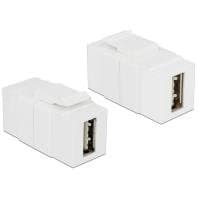 Delock Keystone module - USB-adapter - USB (hona) till USB (hona) - USB 2.0 - reversibel A-kontakt - vit