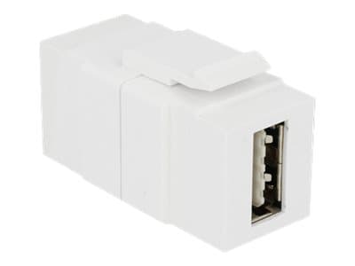 Delock Keystone module - USB-adapter - USB (hona) till USB (hona) - USB 2.0 - reversibel A-kontakt - vit