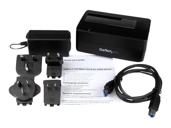 StarTech.com USB 3.1 (10Gbps) Single-Bay Dock for 2.5"/3.5" SATA SSD/HDD - USB 3.1 Hard Drive Docking Station with UASP (SDOCKU313) - Diskkontroller