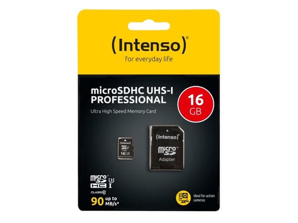 Intenso - Flashminnekort (microSDHC til SD-adapter inkludert) - 16 GB - UHS Class 1 / Class10 - microSDHC UHS-I