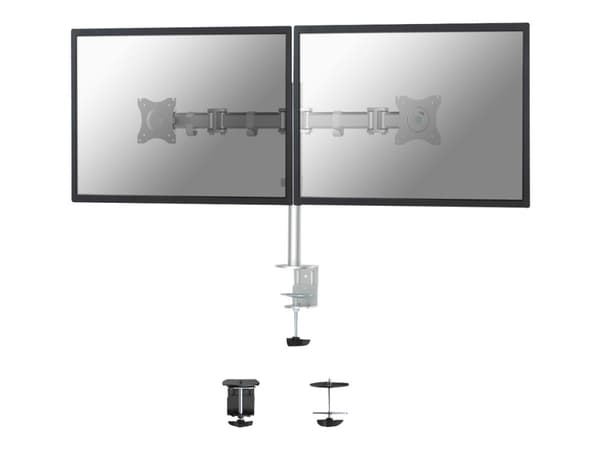 Neomounts NM-D135D - Monteringssats - fullständig rörelse - för 2 LCD-bildskärmar - silver - skärmstorlek: 10"-27" - klämma, monterbar, skyddshylsa,