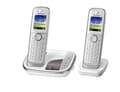 Miniatyrbild 1 av 5: Panasonic KX-TGJ322GW - Trådlös telefon - svarssysten med nummerpresentation - DECT - vit + 1 extra handuppsättning