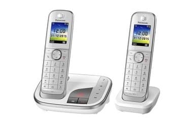 Panasonic KX-TGJ322GW - Trådløs telefon - svarersystem med anrops-ID - DECT - hvit + ekstra håndsett Hvit
