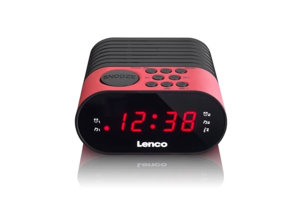 Lenco CR-07, Klockradio, FM,PLL, LED, Svart, Rosa, 3 V, AC, Batteri