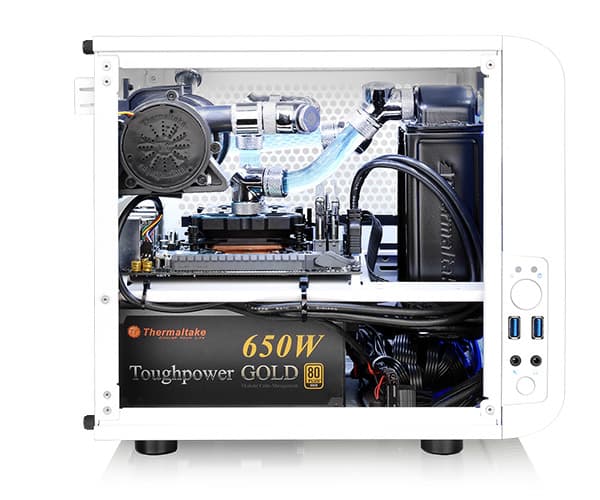 Thermaltake Core V1 Snow Edition - Tower - mini ITX - genomskinlig sidopanel - ingen strömförsörjning (PS/2) - vit - USB/ljud