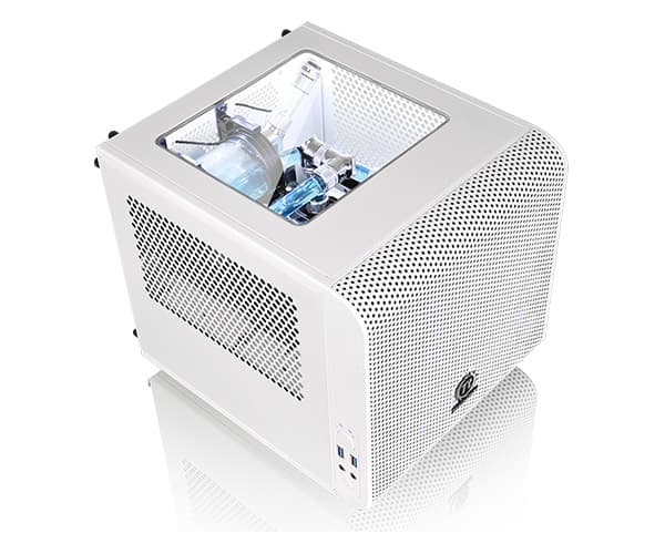 Thermaltake Core V1 Snow Edition - Tower - mini ITX - genomskinlig sidopanel - ingen strömförsörjning (PS/2) - vit - USB/ljud