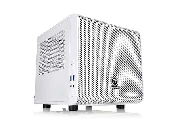 Thermaltake Core V1 Snow Edition - Tower - mini ITX - genomskinlig sidopanel - ingen strömförsörjning (PS/2) - vit - USB/ljud