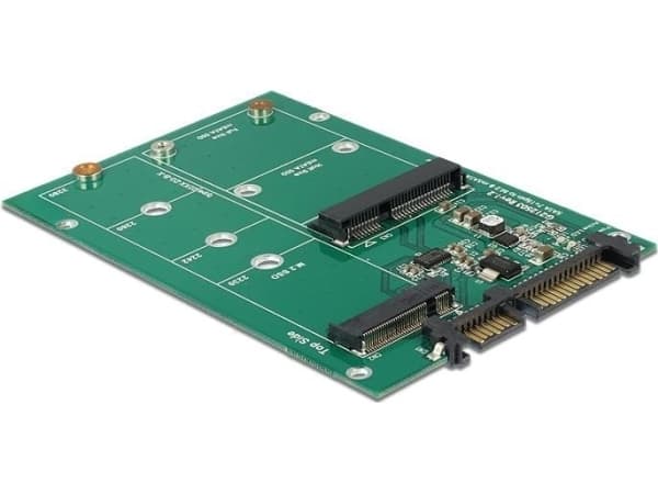 Delock Converter SATA 22 Pin > 1 x M.2 NGFF + 1 x mSATA - Uttagbar harddiskramme - 2,5" til mSATA / M.2