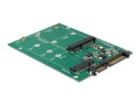 Delock Converter SATA 22 Pin > 1 x M.2 NGFF + 1 x mSATA - Uttagbar harddiskramme - 2,5" til mSATA / M.2