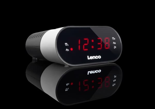 Lenco CR-07, Kello, FM, PLL, LED, Musta, Valkoinen, 3 V, AC/Akku