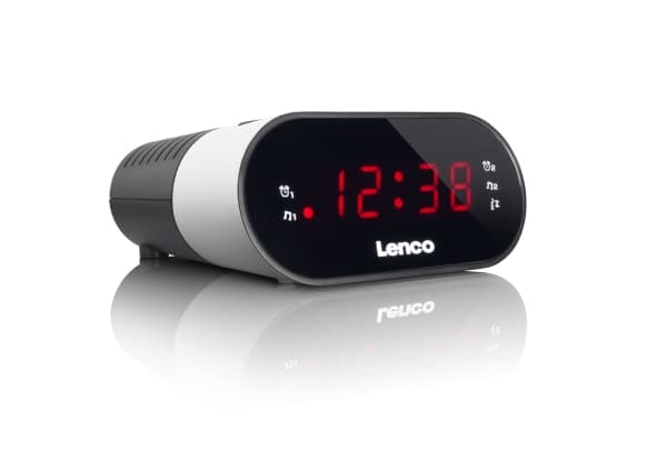 Lenco CR-07, Kello, FM, PLL, LED, Musta, Valkoinen, 3 V, AC/Akku