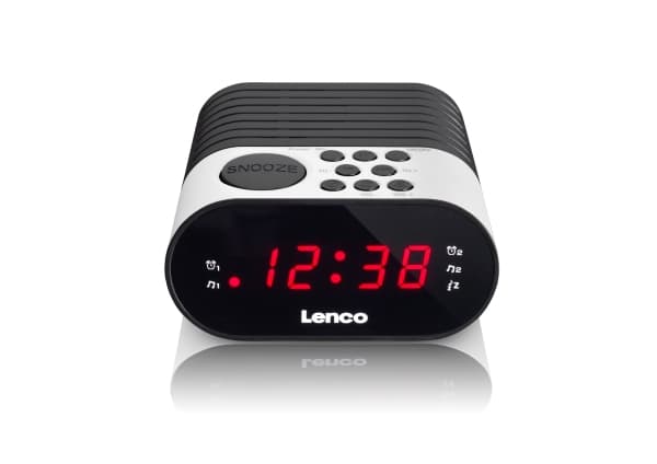 Lenco CR-07, Klokke, FM, PLL, LED, Sort, Hvit, 3 V, AC / batteri