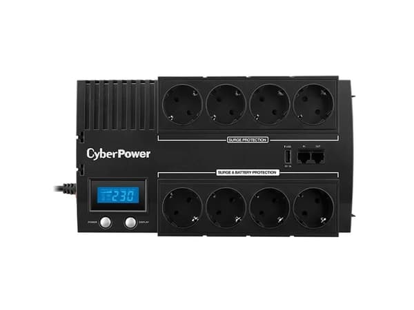 CyberPower BRICs II BR1200ELCD - UPS - AC 230 V - 720 Watt - 1200 VA - 5,5 At - USB - utgangskontakter: 8 Sort