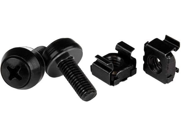StarTech.com M6x12 mm - skruvar och korgmuttrar - 50-pack, svart - Skruvar och muttrar för rack - svart - för P/N: RACK-18U-20-WALL-OA, RACK-21U-20-W