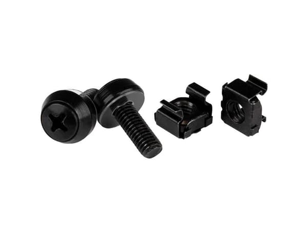 StarTech.com M6x12 mm - skruvar och korgmuttrar - 50-pack, svart - Skruvar och muttrar för rack - svart - för P/N: RACK-18U-20-WALL-OA, RACK-21U-20-W