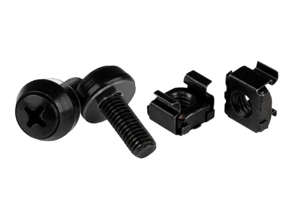 StarTech.com M6x12 mm - skruvar och korgmuttrar - 50-pack, svart - Skruvar och muttrar för rack - svart - för P/N: RACK-18U-20-WALL-OA, RACK-21U-20-W