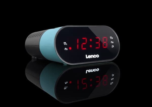 Lenco CR-07, Kello, FM, PLL, LED, Musta, Sininen, 3 V, AC/Akku