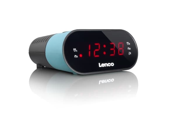 Lenco CR-07, Kello, FM, PLL, LED, Musta, Sininen, 3 V, AC/Akku
