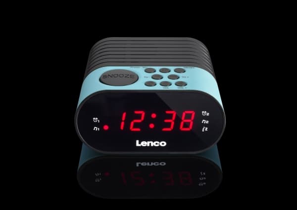 Lenco CR-07, Kello, FM, PLL, LED, Musta, Sininen, 3 V, AC/Akku