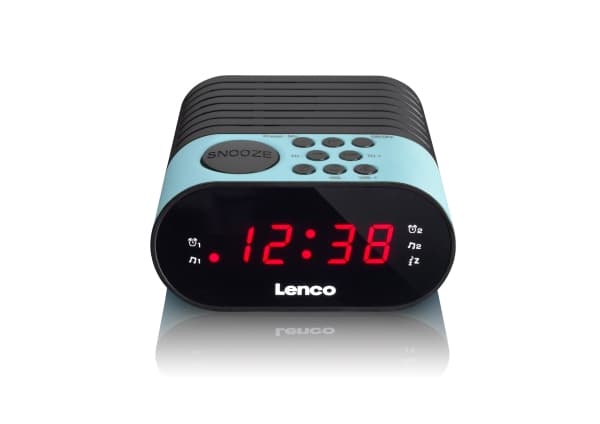 Lenco CR-07, Klokke, FM, PLL, LED, Sort, Blå, 3 V, AC / batteri