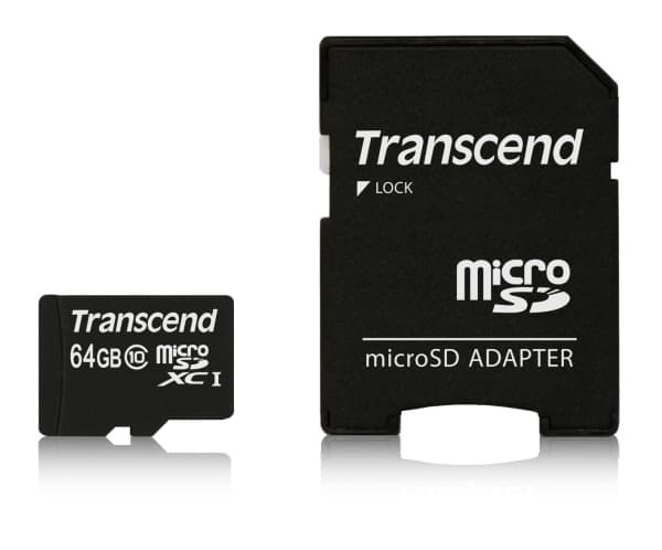Transcend Premium - Flashminnekort (microSDHC til SD-adapter inkludert) - 64 GB - UHS Class 1 / Class10 - 300x - microSDXC UHS-I